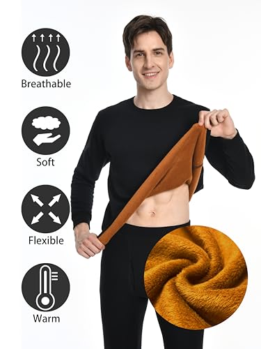 Nutria Mens Thermal Underwear Set Thick Fleece Lined Heavyweight Outdoor Baselayer Extreme Cold Weather Winter Ultra-Warm U102