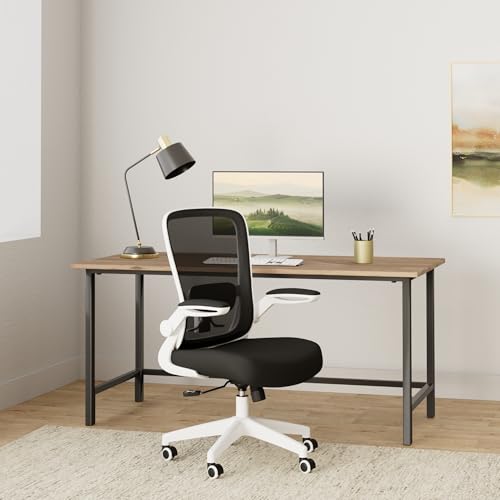 FelixKing Office Chair, Ergonomic Desk Chair Breathable Mesh Chairs Adjustable High Back Lumbar Support Flip-up Armrests, Executive Rolling Swivel Comfy Computer Chairs Home Office White