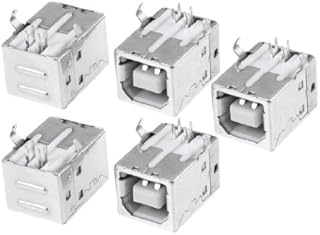 Sourcingmap USB Type-B Female Right Angle PCB Mount Jack Socket (Pack of 5)