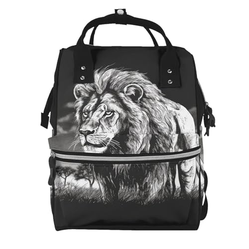 Sac à dos à langer femme grande capacité et sac à dos lion décontracté