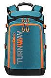 TurnWay Ski/Snowboard Boot Bag | Excellent for Store Gear, Jacket, Helmet, Goggles, Gloves & Accessories | Travel with Waterproof Exterior & Bottom, Venting & Grommets for Snow Drainage (Blue-Orange)