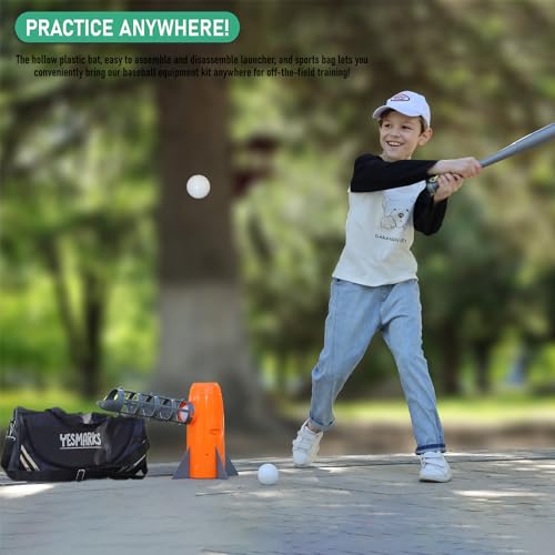 image for YESMARKS Kids Auto Baseball Pitching Machine Outdoor Toy Set - Trainin