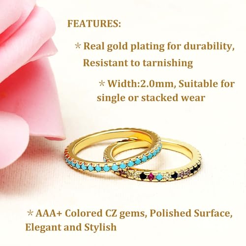 S SUSANN Eternity Band Rings for Women,Elegant Stacking Rings Personalized Gold Jewelry Gift-SIZE 7 by S SUSANN - Used condition - Image 2