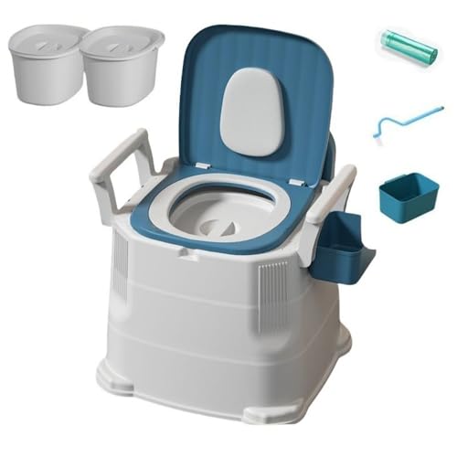 Brfveob ポータブルトイレ 介護用トイレ トイレ ベッドサイド 取り外し可能なセット 屋外屋内 上げ底便座 安全手すりと静音折りたたみカバー付き 調節可能 滑り止めトイレチェア 妊婦 高齢者 障害者用 (ハードシート,46*42*47cm)
