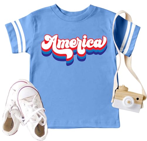 Image of Ithalt Toddler Boys Girls American Flag Shirts 4th of July Tshirt Kids USA Patriotic Tee Independence Day Outfit(3-7y)