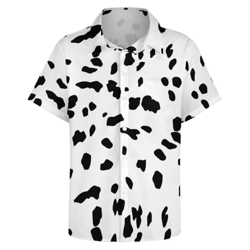 Dalmatian Dog Print Womens Button Down Blouse Short Sleeve Shirt Casual Tops with Pocket2