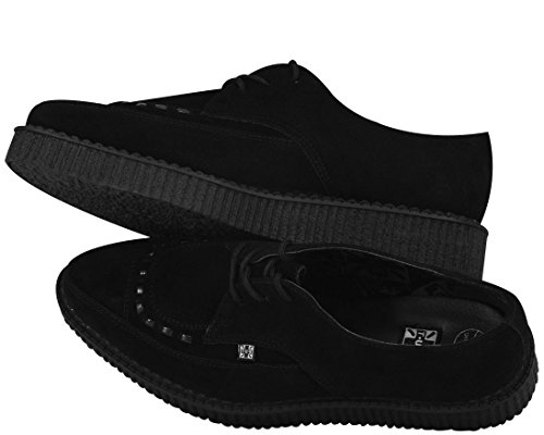 T.U.K. Black Suede Pointed Creepers for Men & Women, Low Platform Lace Up Sneakers2