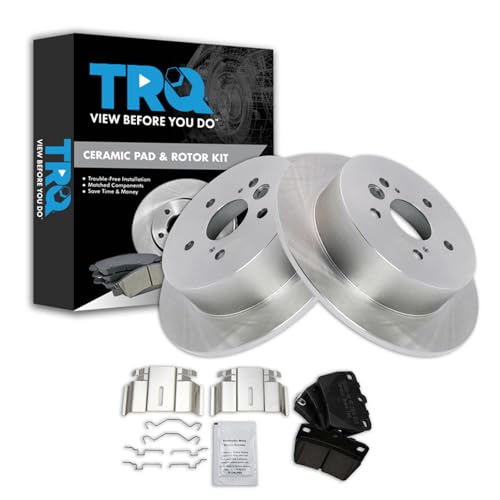 Image of TRQ Rear Brake Pad and Rotor Set Ceramic Compatible with 2004-2005 Toyota RAV4