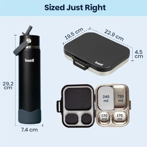 Image of Basil Bento Quad Plus & Bottle Combo - Black