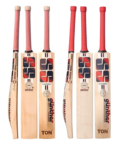 Image of SS Gunther English Willow Cricket Bat - SH (Set of 2) (Red and Blue)