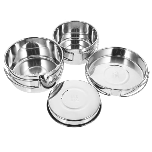 NULYLU Portable Stainless Steel Outdoor Cooking Pot Pan Set Set of 4 Cooking Utensils Designed for Camping Outdoor Use