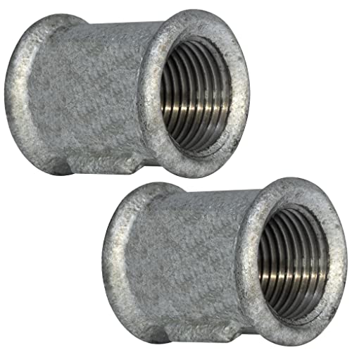 AERZETIX - C65020 - Set di 2 manicotti uguali femmina/femmina 1/2'' zincato - in ghisa - raccordo tubo filettatura avvitabile - idraulico-riscaldamento impianto di acqua potabile alimentazione