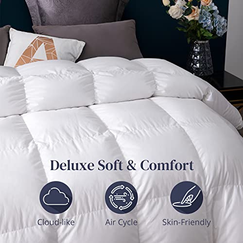 Globon Luxurious Feather Down Comforter King Size, Fluffy Hotel Collection Duvet Insert Heavyweight For Winter, 100% Soft Cotton Shell With Corner Tabs, White(106X90Inches)… #TOP2