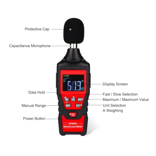 Sonomètre numérique portable avec boîtier ABS Jeffergarden et écran rétroéclairé - 7