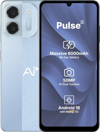 Image of AI+ Pulse 2, 6.745 inch HD+ Display, 4GB RAM, 64GB Storage, Android 16, Unisoc T7250 Octa Core, 50MP Camera, 6000mAh Battery, Blue