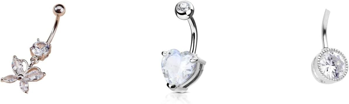 SHIELD PLUSNavel Belly Button Rings Bar Crystal Drop Dangle Body Piercing Jewelry(3-PCS)