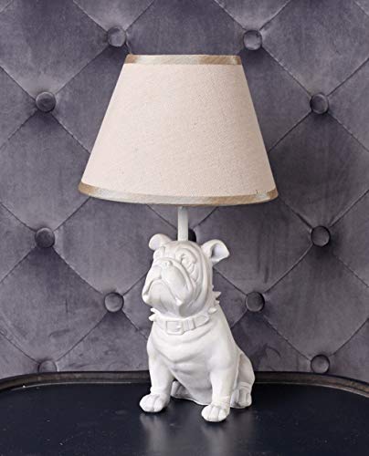 Mops Tischlampe Bulldogge Bulli Leuchte Weiss Tischleuchte Hund Landhaus Lampe cw073 Palazzo Exklusiv