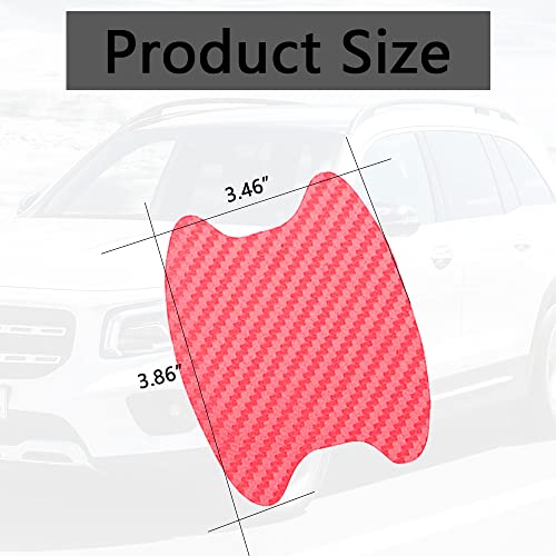 Dwarfoo 4Pcs Car Door Handle Sticker, 3D Carbon Fiber Anti-Scratches Car Door Cup Protectorm, Non-Marking Auto Door Handle Scratch-Resistant Protective Film, Universal For Most Car Handles (Pink) #TOP1