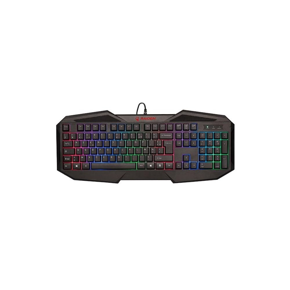 Subsonic - Raiden - Combo Pack d'accessoires Gamer pour PC - Clavier AZERTY - Souris - Casque Gaming - Tapis et Stand