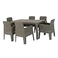 DUKAP Lucca 7 Piece Patio Dining Set with Umbrella Hole, Outdoor Conversation Seats with All Weather Faux Rattan and Water Resistance | Grey