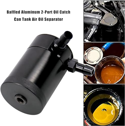Image of Sporacingrts 2PCS Compact Oil Catch Can, Reservoir Tank ,Baffled 2 Port Oil Catch Tank ,Aluminum Air Oil Separator (Universal Black)