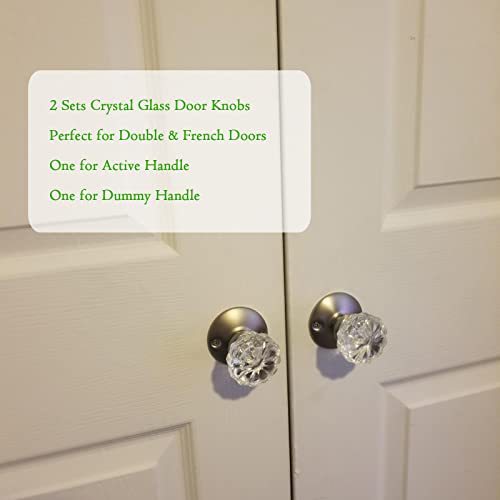 Maxxgeek 2 Sets Crystal Glass Knobs For Interior Doors, Perfect For Replacing Vintage Mortise Style Knobs, Each Pair With A Spindle, No Back Plates, Oil Rubbed Bronze Base #TOP5