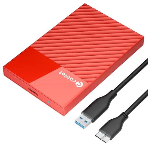 Image of Cablet 2.5 Inch SATA USB 3.0 HDD /SSD Portable External Enclosure for 7mm and 9.5mm, Tool-Free Design, Supports UASP Max 6TB (HD2577-U3-RD)