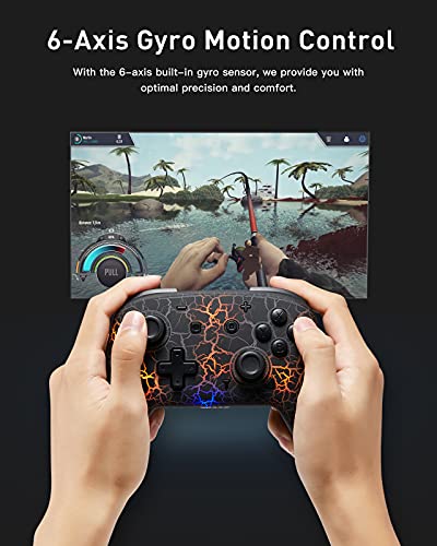 Switch Controller, Wireless Switch Pro Controller For Switch/Switch Lite/Switch Oled, 8 Colors Adjustable Led Wireless Remote Gamepad With Unique Crack/Turbo/Motion Control (Black) #TOP5