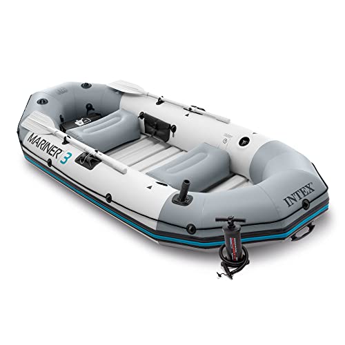 Intex Mariner Bateau Gonflable pour 3, 3 Personnes avec rames en Aluminium et Pompe à air à Haut rendement (dernier modèle)