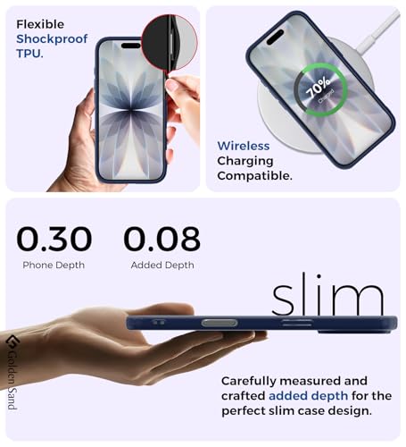 Image of Golden Sand Rugged Frosted Back Cover Case for iPhone 17 5G - Semi Transparent,Shockproof, Slim Profile, Matte Grip (Deep Blue, TPU+PC)