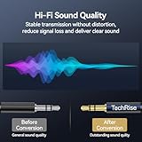 TechRise Aux Cable 3.5mm to 3.5mm Audio Cable 2m,Headphone Cable, Nylon Braided Stereo Jack for Headphones, iPod, iPhone, iPad, Car, Soundbar, TV, PC, Speaker - Superior Sound TRS Cord (Black, 2M) - Image 5