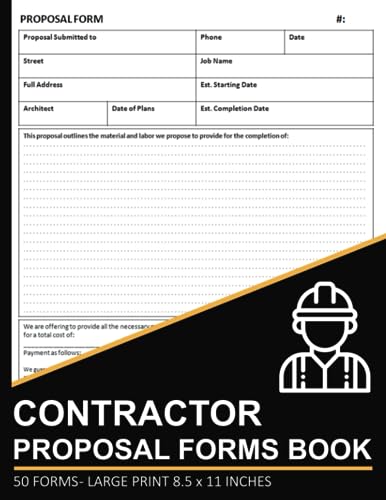 Contractor Proposal Forms Book: Bid Proposal Form for Contractors | 50 Forms