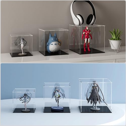 Image of Acrylic Display Case for Collectibles and Toys, Versatile Clear Acrylic Display Box with Black Base for Showcase and Displaying, 13x13x16-inch