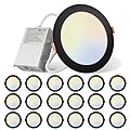 Amico Black 18 Pack 6 Inch 5CCT Ultra-Thin LED Recessed Ceiling Light with Junction Box