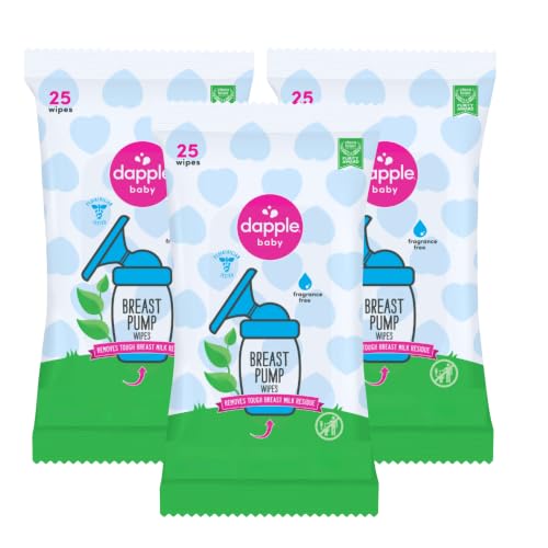 Image of Dapple Baby Breast Pump Wipes - (3 Pack) 25 Count - Fragrance-Free, Plant-Powered & Hypoallergenic - Removes Milk Residue - Diaper Bag Essentials