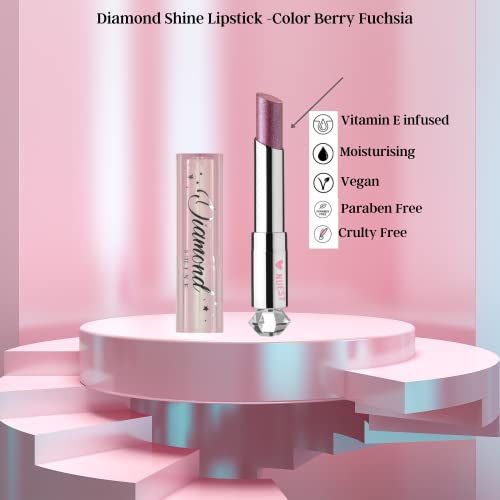 Nuest Diamond Shine Metallic Sparkle Lip Color With Vitamin E Cosmetics, Easy Application, High Pigment Full Coverage In 8 Glittery Shades, Cruelty Free, Vegan (Sweet Berry) #TOP3
