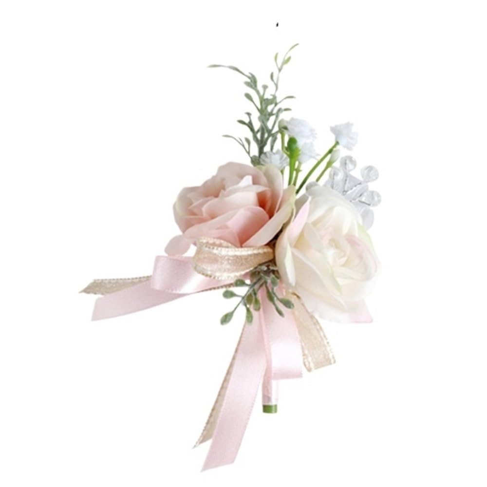 HUFFA Elegant Artificial Wedding Lapel Flowers for Groom and Bride | Wrist Corsages for Parties and Special Occasions(Corsage)