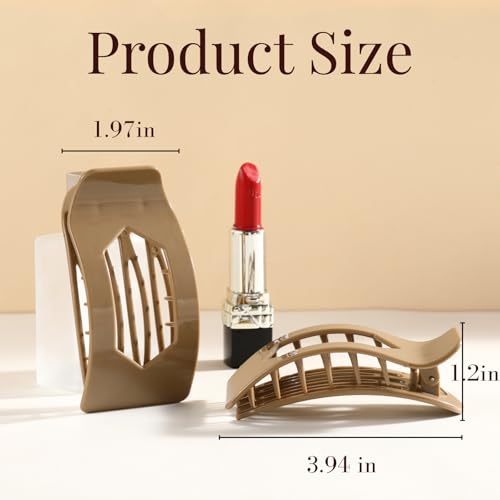 Image of 8 Pack Flat Hair Clips for Women - Glossy Neutral No-Slip Flat Claw Clips for Thick & Thin Hair, Large Strong Hold Square Rectangle Hair Accessories for Work & Stylish Fall Outfits