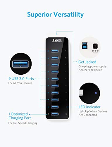 Upgraded-Version-Anker-USB-30-SuperSpeed-10-Port-Hub-Including-a-BC-12-Charging-Port-with-60W-12V-5A-Power-Adapter-VIA-VL812-B2-Chipset-and-Updated-Firmware-9081-AH231