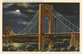 AllPosters Art.com Wall Art Print Moon over George Washington Bridge, New York City, 18" x 12"