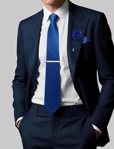 Image of DiBanGu Silk Pre-tied Ties for Men Formal Adjustable Necktie Set | 6PCS,Zipper Tie,Pocket Square,Cufflinks,Tie Clip & Lapel Pin,Wrinkle-Resistant,Premium Gift Box,Formal Business Wedding Party
