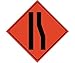 NMC RUR11 Lanes Merging Left Sign ? 48 in. Diamond Nylon Reflective Roll Up Traffic Safety Sign with Graphic, Black Text on Orange Base