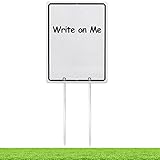 Kichwit Reusable Blank Yard Sign, Reflective Aluminum Metal Sign with Stakes, Sign Measures 15.8' x 11.8', 14' Long Metal Stakes Included (Silver)