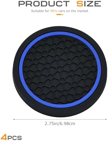 4PCS Car Coasters,Car Cup Coasters,Car Coasters for Cup Holders,Car Accessories Car Cup Holder Coaster,2.75 Inch No-Slip Anti Dust mats Cup Holder Insert Coaster,Fits Vehicles (Black&Blue)