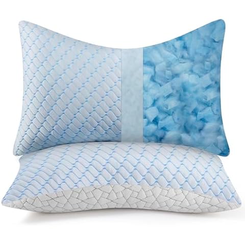 Bafode Cooling Pillows Queen Size Set of 2, Shredded Memory Foam Pillows 2 Pack,Bed Pillow for Sleeping Cover