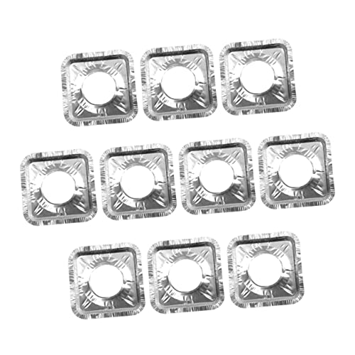 Ipetboom Couvre-brûleur de Cuisinière Carré 10 Pièces en Papier D'aluminium Résistant la Chaleur L’Huile, Doublure Réutilisable pour Plaque de Cuisson à Gaz, Protection