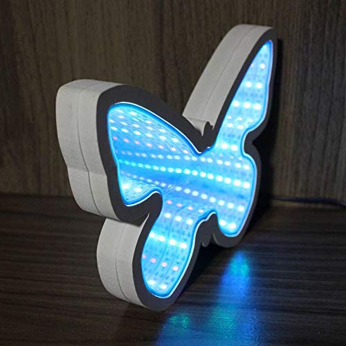 Luminaria Espelho 3D Infinito Led Borboleta Profundidade Luz Quarto (QZ3802)