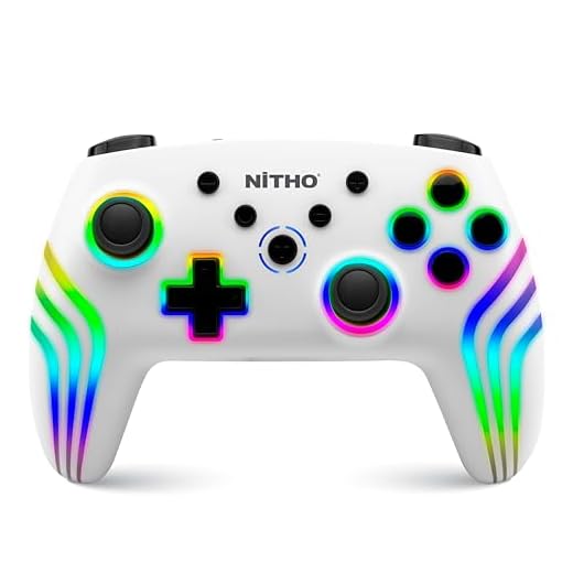 NITHO NEXUS Wireless Controller Kompatibel mit Switch/Switch 2/Lite/OLED/PC/Android, Gamepad mit 6 Achsen Gyroskop, RGB LED, Hall Effekt Trigger, Turbo, Vibration, Ergonomisch Joystick -Weiß