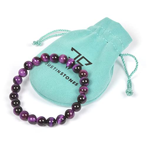 Image of Justinstones Gem Semi Precious Gemstone 8mm Round Beads Stretch Bracelet 7 Inch Unisex