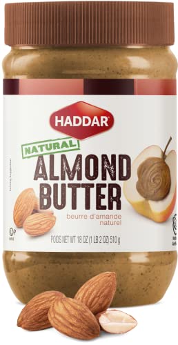 Haddar, 100% Pure Almond Butter, 18oz, Only One Ingredient!